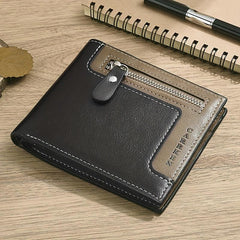 Men's Oil Wax Leather Short Wallet Coin Purse Multifunctional Money C
