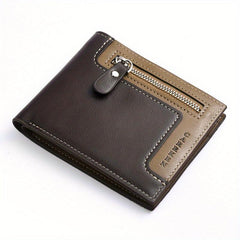 Men's Oil Wax Leather Short Wallet Coin Purse Multifunctional Money C