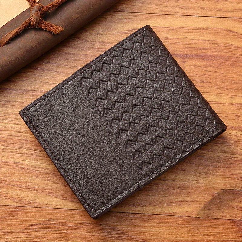 Men's Braided Pattern Short Wallet Large Capacity Card Holder
