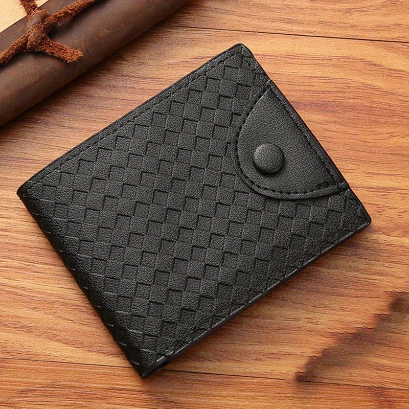 Men's Braided Pattern Short Wallet Large Capacity Card Holder