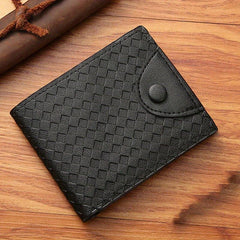 Men's Braided Pattern Short Wallet Large Capacity Card Holder