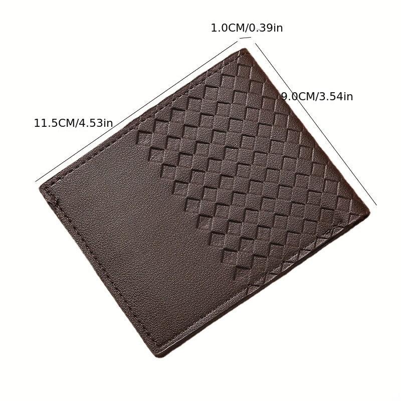 Men's Braided Pattern Short Wallet Large Capacity Card Holder