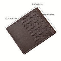 Men's Braided Pattern Short Wallet Large Capacity Card Holder