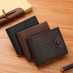Men's Braided Pattern Short Wallet Large Capacity Card Holder