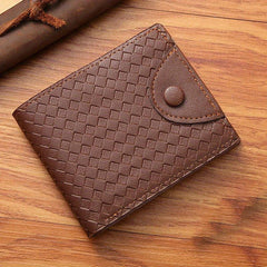 Men's Braided Pattern Short Wallet Large Capacity Card Holder