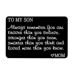 Engraved Love Message Card Wallet Insert for Son Daughter