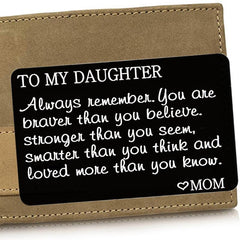 Engraved Love Message Card Wallet Insert for Son Daughter