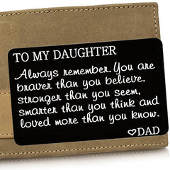 Engraved Love Message Card Wallet Insert for Son Daughter