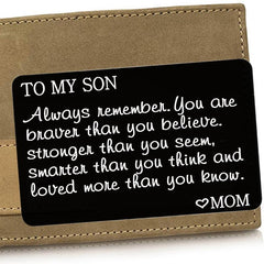 Engraved Love Message Card Wallet Insert for Son Daughter