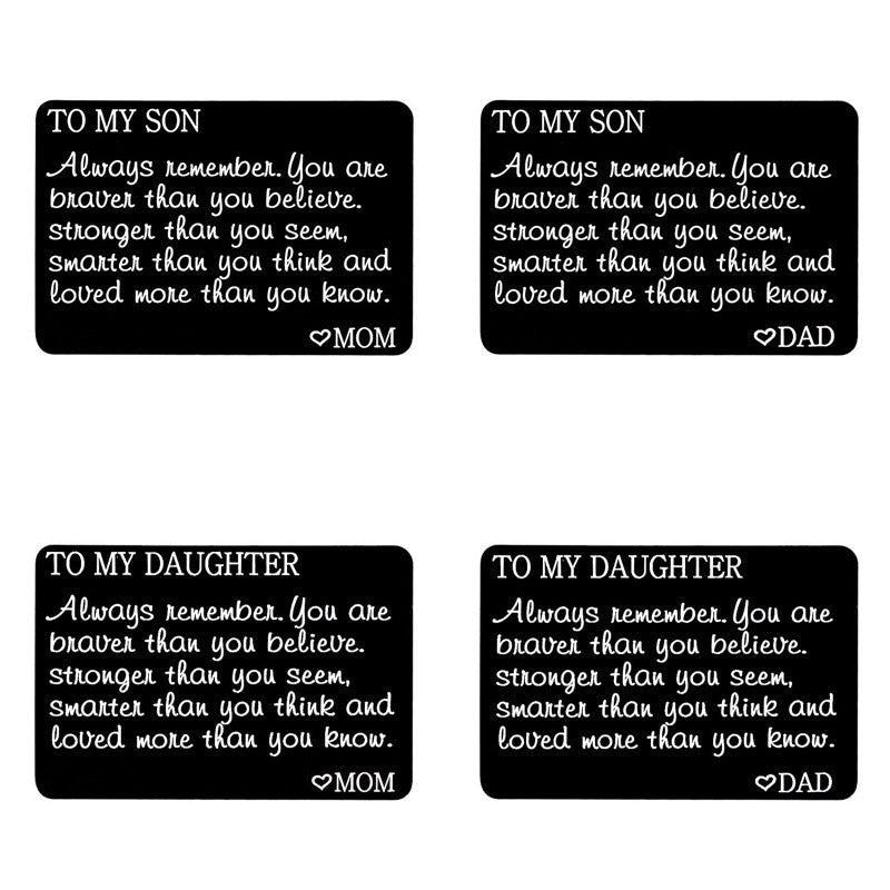 Engraved Love Message Card Wallet Insert for Son Daughter