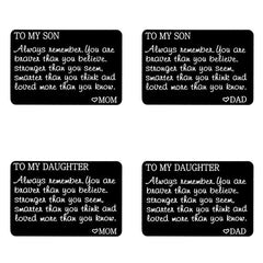 Engraved Love Message Card Wallet Insert for Son Daughter