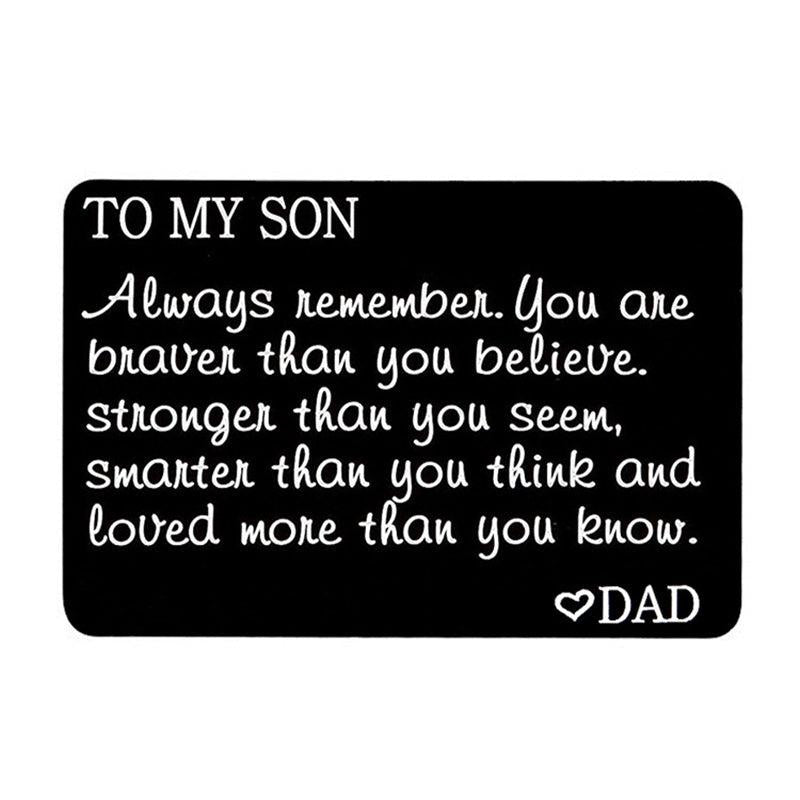 Engraved Love Message Card Wallet Insert for Son Daughter