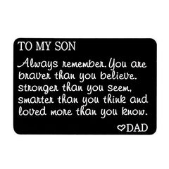 Engraved Love Message Card Wallet Insert for Son Daughter