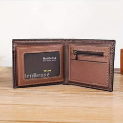 Men's Vintage Leather Wallet with Coin Pocket and Card Slots