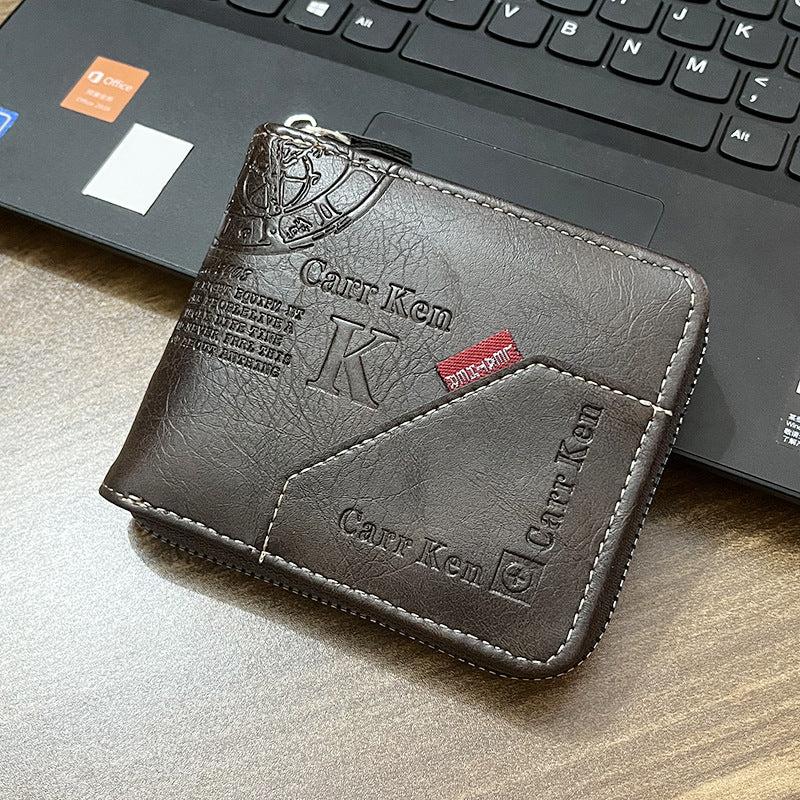 Pattern Zipper Card Holder Short Wallet Leather Large Capacity
