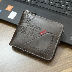 Pattern Zipper Card Holder Short Wallet Leather Large Capacity
