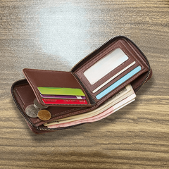 Pattern Zipper Card Holder Short Wallet Leather Large Capacity