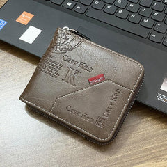 Pattern Zipper Card Holder Short Wallet Leather Large Capacity