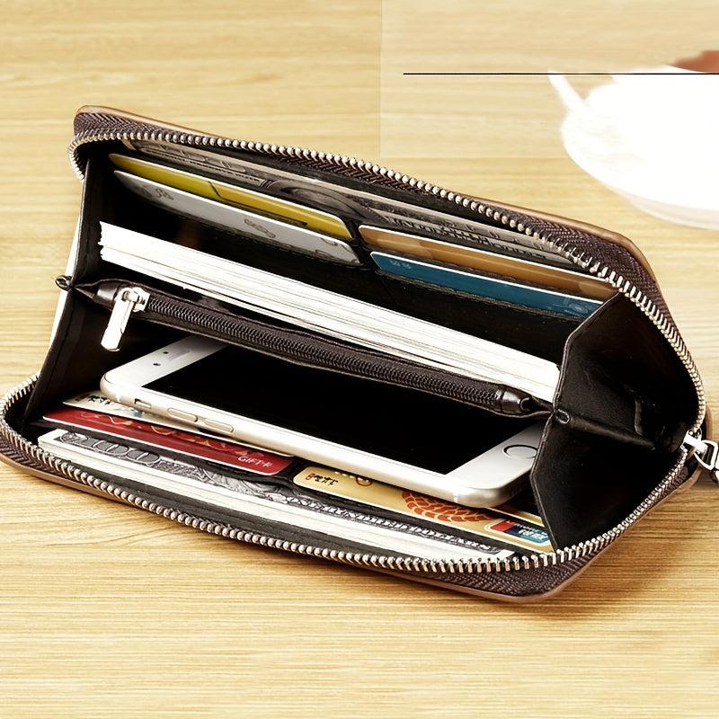 Men's PU Leather Business Clutch Long Wallet