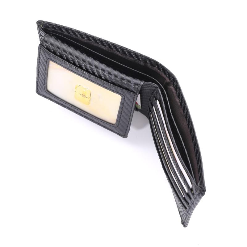 Carbon Fiber Travel Slim Wallet 12 Slots RFID Blocking Bifold Wallet Black/Brown