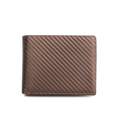 Carbon Fiber Travel Slim Wallet 12 Slots RFID Blocking Bifold Wallet Black/Brown