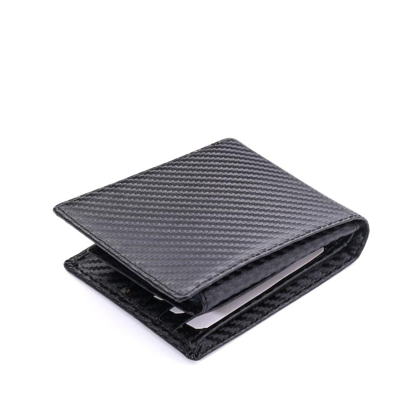 Carbon Fiber Travel Slim Wallet 12 Slots RFID Blocking Bifold Wallet Black/Brown