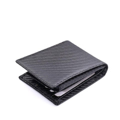 Carbon Fiber Travel Slim Wallet 12 Slots RFID Blocking Bifold Wallet Black/Brown