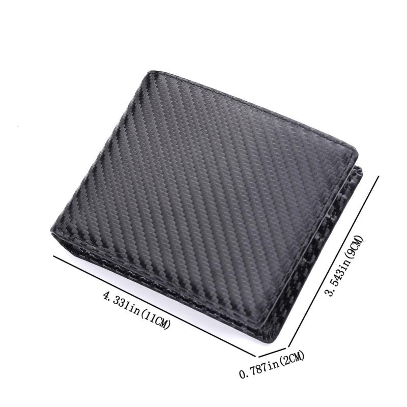 Carbon Fiber Travel Slim Wallet 12 Slots RFID Blocking Bifold Wallet Black/Brown