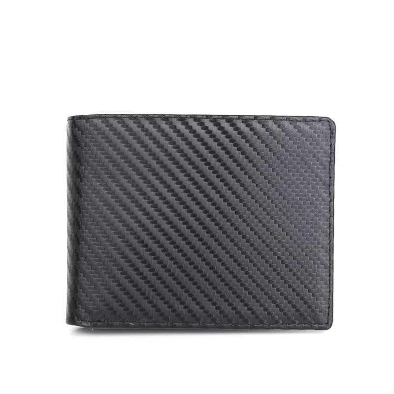 Carbon Fiber Travel Slim Wallet 12 Slots RFID Blocking Bifold Wallet Black/Brown