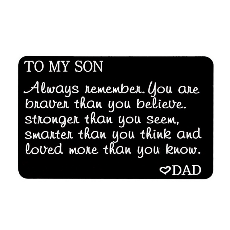Engraved Metal Wallet Insert for Son Birthday Gift