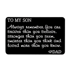 Engraved Metal Wallet Insert for Son Birthday Gift