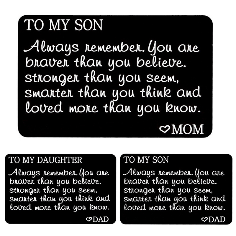 Engraved Metal Wallet Insert for Son Birthday Gift