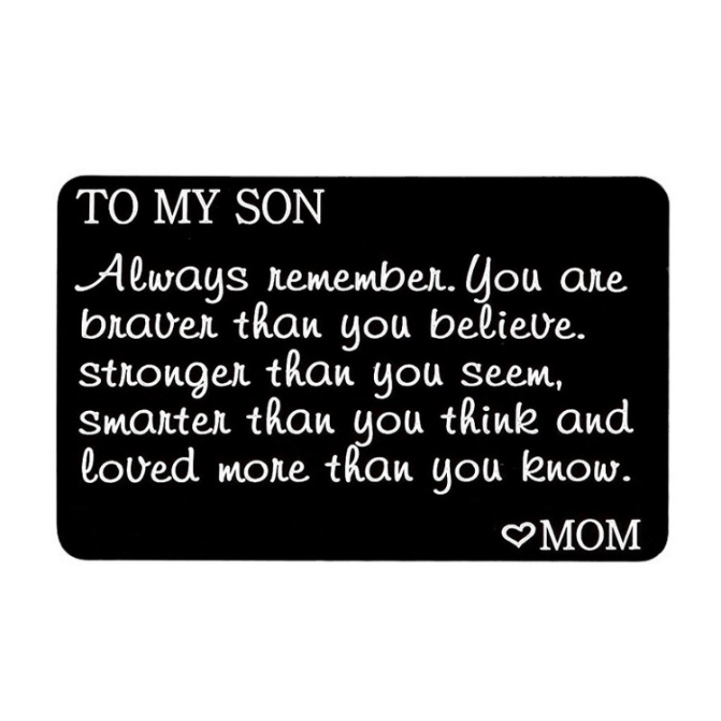 Engraved Metal Wallet Insert for Son Birthday Gift