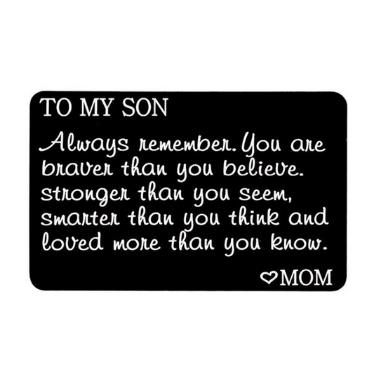 Engraved Metal Wallet Insert for Son Birthday Gift