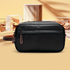Men's Travel PU Leather Toiletry Bag Waterproof Handbag