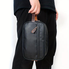 Men's Travel PU Leather Toiletry Bag Waterproof Handbag