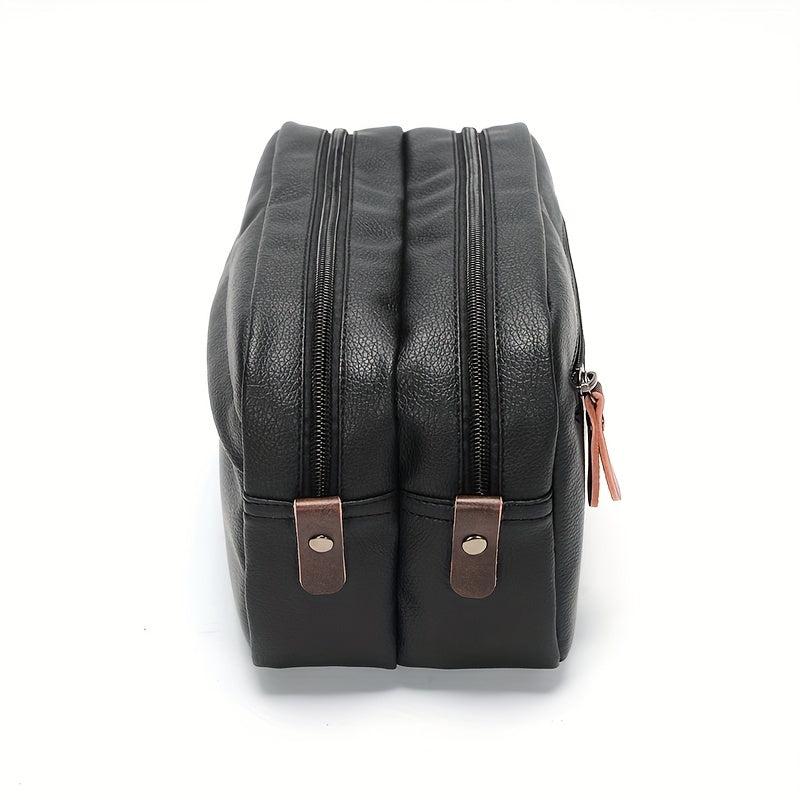 Men's Travel PU Leather Toiletry Bag Waterproof Handbag