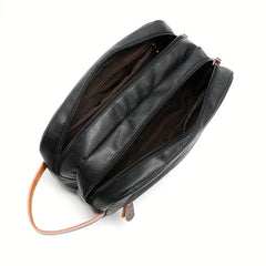 Men's Travel PU Leather Toiletry Bag Waterproof Handbag