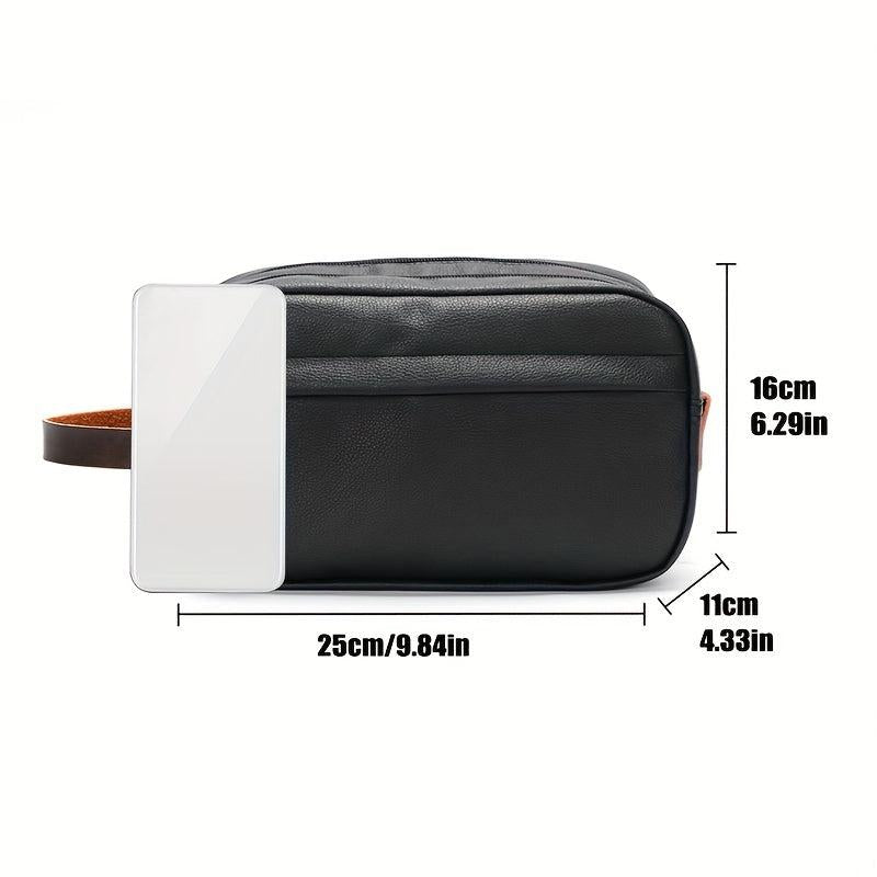 Men's Travel PU Leather Toiletry Bag Waterproof Handbag