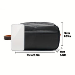 Men's Travel PU Leather Toiletry Bag Waterproof Handbag