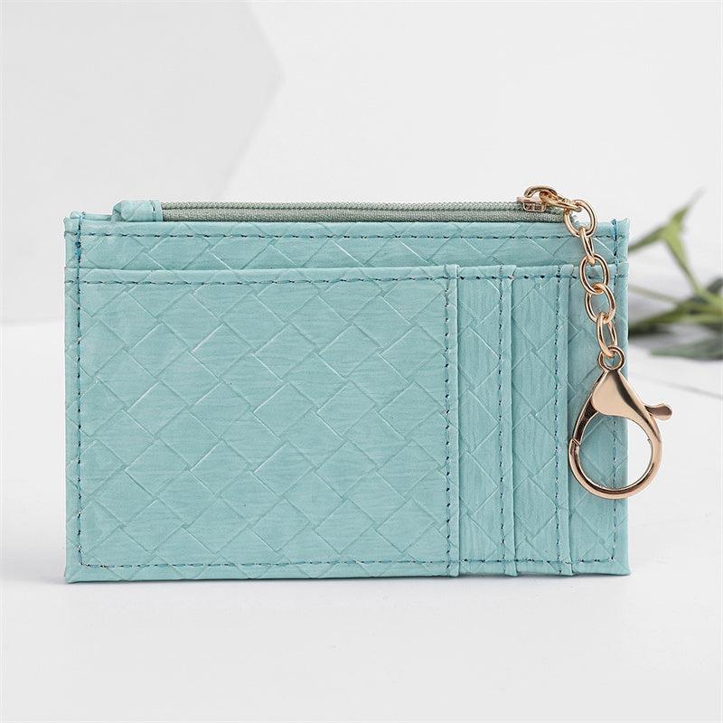 Men's Solid Woven Pattern Card Holder Wallet