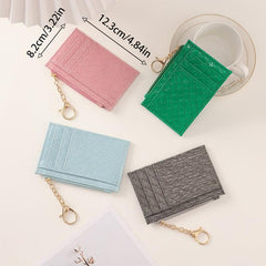 Men's Solid Woven Pattern Card Holder Wallet