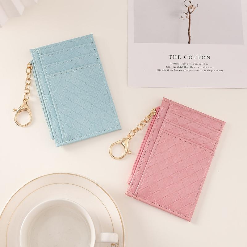 Men's Solid Woven Pattern Card Holder Wallet