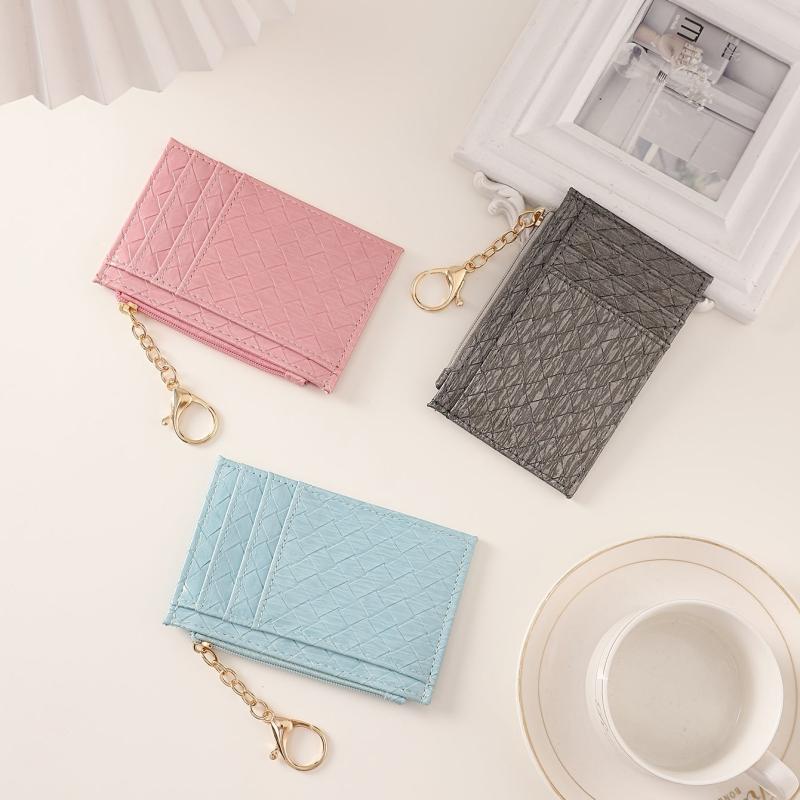 Men's Solid Woven Pattern Card Holder Wallet
