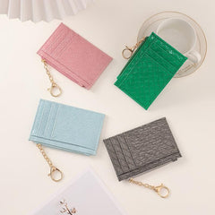 Men's Solid Woven Pattern Card Holder Wallet