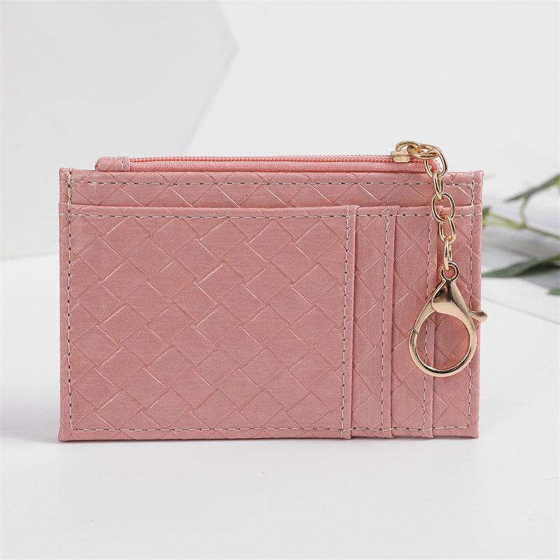 Men's Solid Woven Pattern Card Holder Wallet