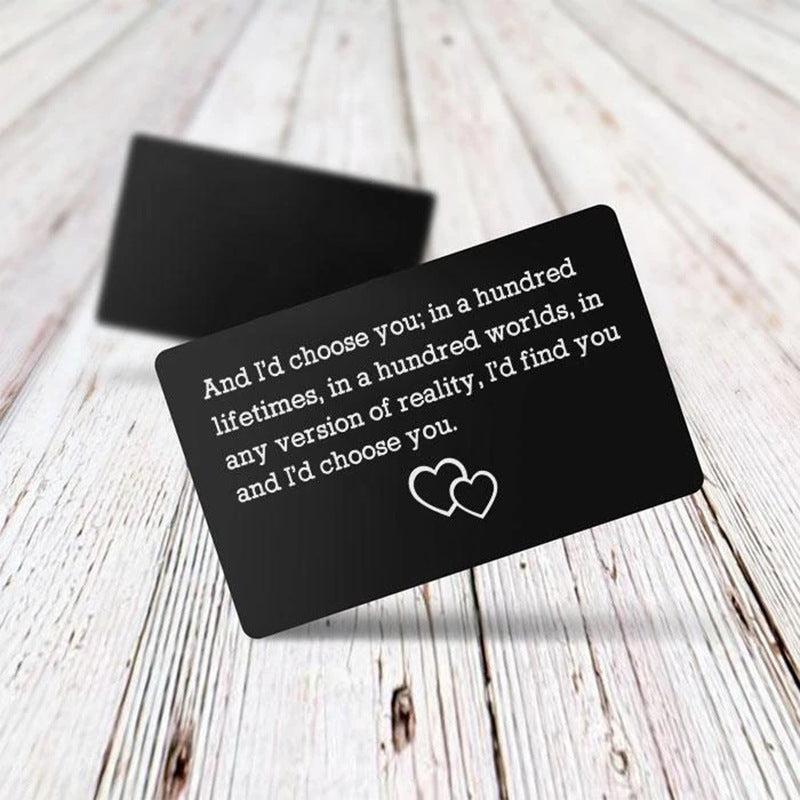 Engraved Love Message Card Wallet Insert for Husband Boyfriend