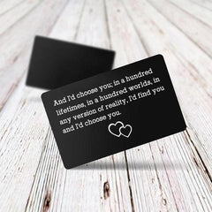 Engraved Love Message Card Wallet Insert for Husband Boyfriend