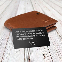 Engraved Love Message Card Wallet Insert for Husband Boyfriend