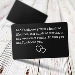 Engraved Love Message Card Wallet Insert for Husband Boyfriend